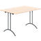 Schäfer Shop Table pliante Select, rectangulaire, piétement en double T, ferrure spéciale de pliage &amp; compensation au sol, L 1200 x P 800 x H 720 mm, décor érable/anthracite