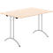 Schäfer Shop Table pliante Select, rectangulaire, piétement en double T, ferrure spéciale de pliage &amp; compensation au sol, L 1200 x P 800 x H 720 mm, décor érable/argent alu
