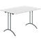 Schäfer Shop Table pliante Select, rectangulaire, piétement en double T, ferrure spéciale de pliage &amp; compensation au sol, L 1200 x P 800 x H 720 mm, gris clair/anthracite
