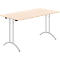Schäfer Shop Table pliante Select, rectangulaire, piétement en double T, ferrure spéciale de pliage &amp; compensation au sol, L 1400 x P 700 x H 720 mm, décor érable/argent alu
