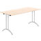 Schäfer Shop Table pliante Select, rectangulaire, piétement en double T, ferrure spéciale de pliage &amp; compensation au sol, L 1600 x P 700 x H 720 mm, décor érable/argent alu