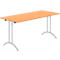 Schäfer Shop Table pliante Select, rectangulaire, piétement en double T, ferrure spéciale de pliage &amp; compensation au sol, L 1600 x P 700 x H 720 mm, décor hêtre/argent alu