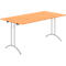 Schäfer Shop Table pliante Select, rectangulaire, piétement en double T, ferrure spéciale de pliage &amp; compensation au sol, L 1600 x P 800 x H 720 mm, décor hêtre/argent alu