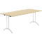 Schäfer Shop Table pliante Select, rectangulaire, piétement en double T, ferrure spéciale de pliage &amp; compensation au sol, L 1800 x P 800 x H 720 mm, décor érable/argent alu