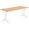 Schäfer Shop Table pliante Select, rectangulaire, piétement en double T, ferrure spéciale de pliage &amp; compensation au sol, L 1800 x P 800 x H 720 mm, décor hêtre/argent alu