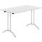 Schäfer Shop Table pliante Select, rectangulaire, piétement en double T, ferrure spéciale de pliage &amp; compensation du sol, L 1200 x P 700 x H 720 mm, gris clair/argenté