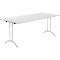 Schäfer Shop Table pliante Select, rectangulaire, piétement en double T, ferrure spéciale de pliage &amp; compensation du sol, L 1800 x P 800 x H 720 mm, gris clair/argenté