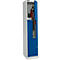 Schäfer Shop Vestiaire Select, 2 compartiments avec tablette supérieure &amp; tringle à vêtements ainsi que 2 casiers, portes en Z, serrure à cylindre, avec socle, L 400 x P 450 x H 1850 mm, acier revêtu par poudre, gris clair/bleu gentiane