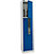 Schäfer Shop Vestiaire Select, 2 compartiments avec tablette supérieure &amp; tringle à vêtements ainsi que 2 casiers, portes en Z, serrure à cylindre, avec socle, L 400 x P 450 x H 1850 mm, acier revêtu par poudre, gris clair/bleu gentiane
