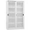 Schiebetürenschrank, 5 Ordnerhöhen, 4 höhenverstellbare Fachböden, Glastüren, abschließbar, B 1200 x T 450 mm x H 1950 mm, Stahl, lichtgrau RAL 7035