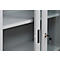 Schiebetürenschrank, 5 Ordnerhöhen, 4 höhenverstellbare Fachböden, Glastüren, abschließbar, B 1200 x T 450 mm x H 1950 mm, Stahl, lichtgrau RAL 7035