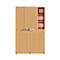 Schiebetürenschrank, Akustikfront, B 1350 mm, 6 OH, Buche-Dekor