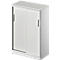 Schiebetürenschrank TETRIS SOLID, 3 OH, 2 Fachböden, B 800 mm, 19 mm Abdeckplatte, lichtgrau/weißalu