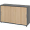 Schiebetürschrank Breno, abschließbar, Spanplatte, melaminharzbeschichtet, B 1200 x T 400 x H 748 mm, 2 Ordnerhöhen, Graphit/Eiche