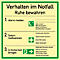 Schild mit Notfallverhaltensregeln