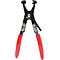 Spezialzange mit schwarzen Backen, roten Griffen und Metallverbindungen.