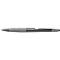 A black ballpoint pen with a silver clip and imprint.
