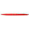 Red ballpoint pen with silver details. The clip reads "Schneider."