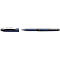 A blue ballpoint pen with open cap, the inscription 'Schneider' is visible.