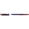 An opened blue pen with red accent and the inscription "Schneider".