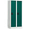Schoollocker, compartimentbreedte 300 mm, veiligheidscilinderslot, 2 compartimenten, lichtgrijs/opaalgroen