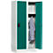 Schoollocker, compartimentbreedte 300 mm, veiligheidscilinderslot, 2 compartimenten, lichtgrijs/opaalgroen