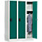 Schoollocker, compartimentbreedte 300 mm, veiligheidscilinderslot, 3 compartimenten, lichtgrijs/opaalgroen