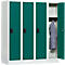 Schoollocker, compartimentbreedte 300 mm, veiligheidscilinderslot, 4 compartimenten, lichtgrijs/opaalgroen