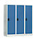 Schoollocker, compartimentbreedte 400 mm, 3 compartimenten, lichtgrijs/briljantblauw