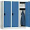 Schoollocker, compartimentbreedte 400 mm, 3 compartimenten, lichtgrijs/briljantblauw