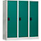 Schoollocker, compartimentbreedte 400 mm, 3 compartimenten, lichtgrijs/opaalgroen