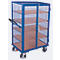 Schrankwagen, Stahl/MDF-Platte, Enzianblau/Buche-Dekor, 5 Etagen, 1045 x 685 mm, Dach und Doppelflügeltür, abschließbar, EasySTOP, bis 500 kg