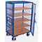 Schrankwagen, Stahl/MDF-Platte, Enzianblau/Buche-Dekor, 5 Etagen, 1045 x 685 mm, Dach und Doppelflügeltür, abschließbar, EasySTOP, bis 500 kg