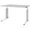 Schreibtisch BARI, C-Fuß, Form B, Rechteck, B 1200 x T 800 x H 680 - 820 mm, hellgrau