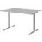 Schreibtisch BARI, T-Fuß, Rechteck, B 1200 x T 800 x H 680-820 mm, hellgrau/Alu