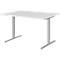 Schreibtisch BARI, T-Fuß, Rechteck, B 1200 x T 800 x H 680-820 mm, weiß/Alu