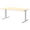 Schreibtisch BARI, T-Fuß, Rechteck, B 1600 x T 800 x H 680-820 mm, Ahorn/Alu