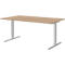 Schreibtisch BARI, T-Fuß, Rechteck, B 1600 x T 800 x H 680-820 mm, Eiche/Alu