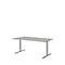 Schreibtisch BARI, T-Fuß, Rechteck, B 1600 x T 800 x H 680-820 mm, hellgrau/Alu