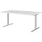 Schreibtisch BARI, T-Fuß, Rechteck, B 1600 x T 800 x H 680-820 mm, weiß/Alu