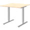 Schreibtisch BARI, T-Fuß, Rechteck, B 800 x T 800 x H 680-820 mm, Ahorn/Alu