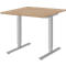 Schreibtisch BARI, T-Fuß, Rechteck, B 800 x T 800 x H 680-820 mm, Eiche/Alu
