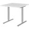 Schreibtisch BARI, T-Fuß, Rechteck, B 800 x T 800 x H 680-820 mm, weiß/Alu