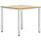 Schreibtisch Bexxstar, Quadrat, 4-Fuß Quadratrohr, B 800 x T 800 x H 740 mm, Buche/chromsilber