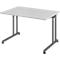 Schreibtisch Breno, manuelle Höheneinstellung, horizontaler Kabelkanal, B 1200 x T 800 x H 680-820 mm, Spanplatte & Stahl, Lichtgrau/Graphit