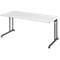 Schreibtisch Breno, manuelle Höheneinstellung, horizontaler Kabelkanal, B 1800 x T 800 x H 680-820 mm, Spanplatte & Stahl, Weiß/Graphit