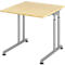 Schreibtisch Breno, manuelle Höheneinstellung, horizontaler Kabelkanal, B 800 x T 800 x H 680-820 mm, Spanplatte & Stahl, Ahorn/Silber