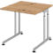 Schreibtisch Breno, manuelle Höheneinstellung, horizontaler Kabelkanal, B 800 x T 800 x H 680-820 mm, Spanplatte & Stahl, Asteiche/Silber