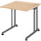 Schreibtisch Breno, manuelle Höheneinstellung, horizontaler Kabelkanal, B 800 x T 800 x H 680-820 mm, Spanplatte & Stahl, Eiche/Graphit