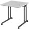 Schreibtisch Breno, manuelle Höheneinstellung, horizontaler Kabelkanal, B 800 x T 800 x H 680-820 mm, Spanplatte & Stahl, Lichtgrau/Graphit